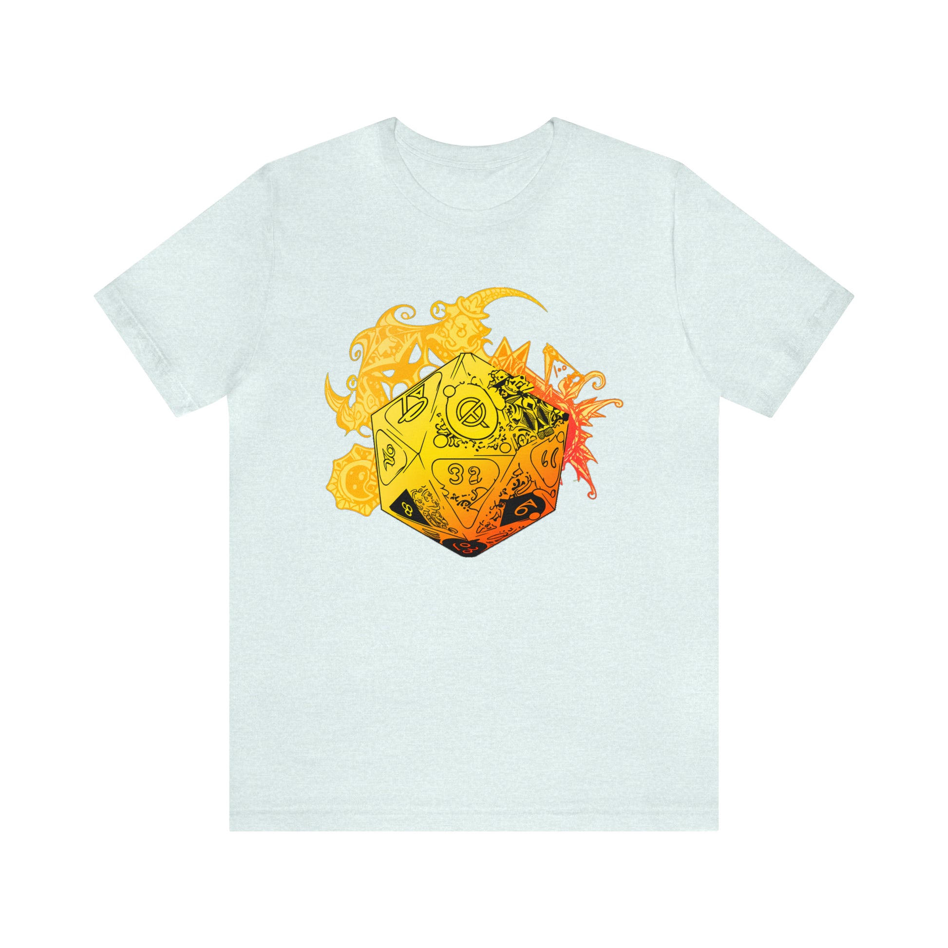 heather-ice-blue-quest-thread-tee-shirt-with-large-yellow-dragon-dice-on-center-of-shirt