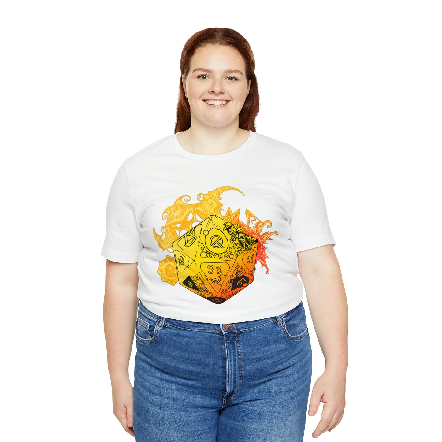 white-quest-thread-tee-shirt-with-large-yellow-dragon-dice-on-center-of-shirt