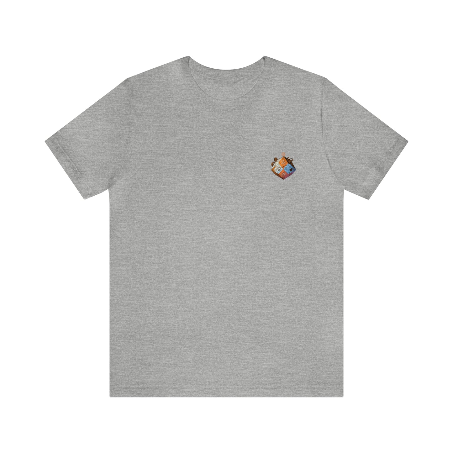 athletic-heather-quest-thread-tee-shirt-with-small-orange-blue-d20-dice-on-left-chest-of-shirt