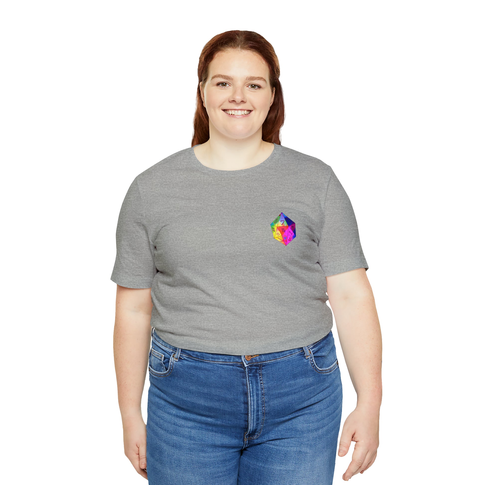 athletic-heather-quest-thread-tee-shirt-with-small-rainbow-dice-on-left-chest