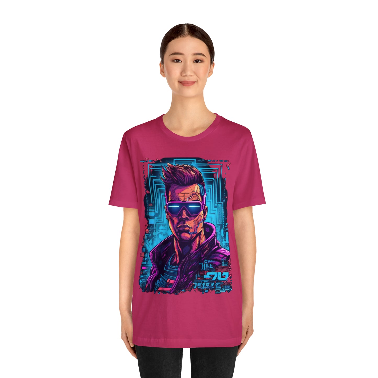 berry-quest-thread-tee-shirt-with-large-neon-cyber-punk-on-center