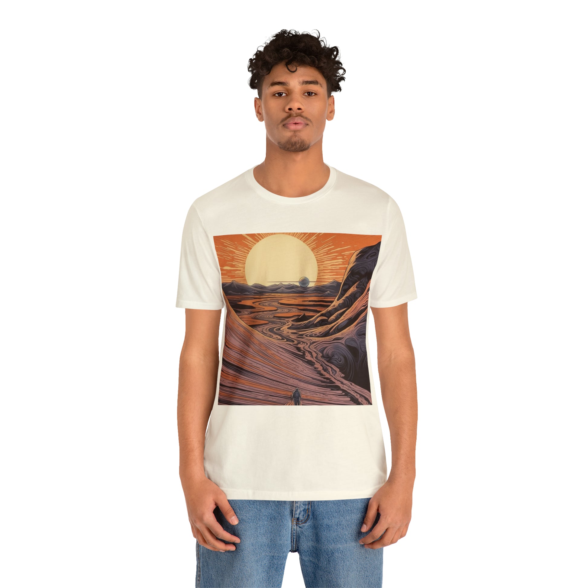 natural-quest-thread-tee-shirt-with-large-sunrise-over-dunes-on-center-of-shirt
