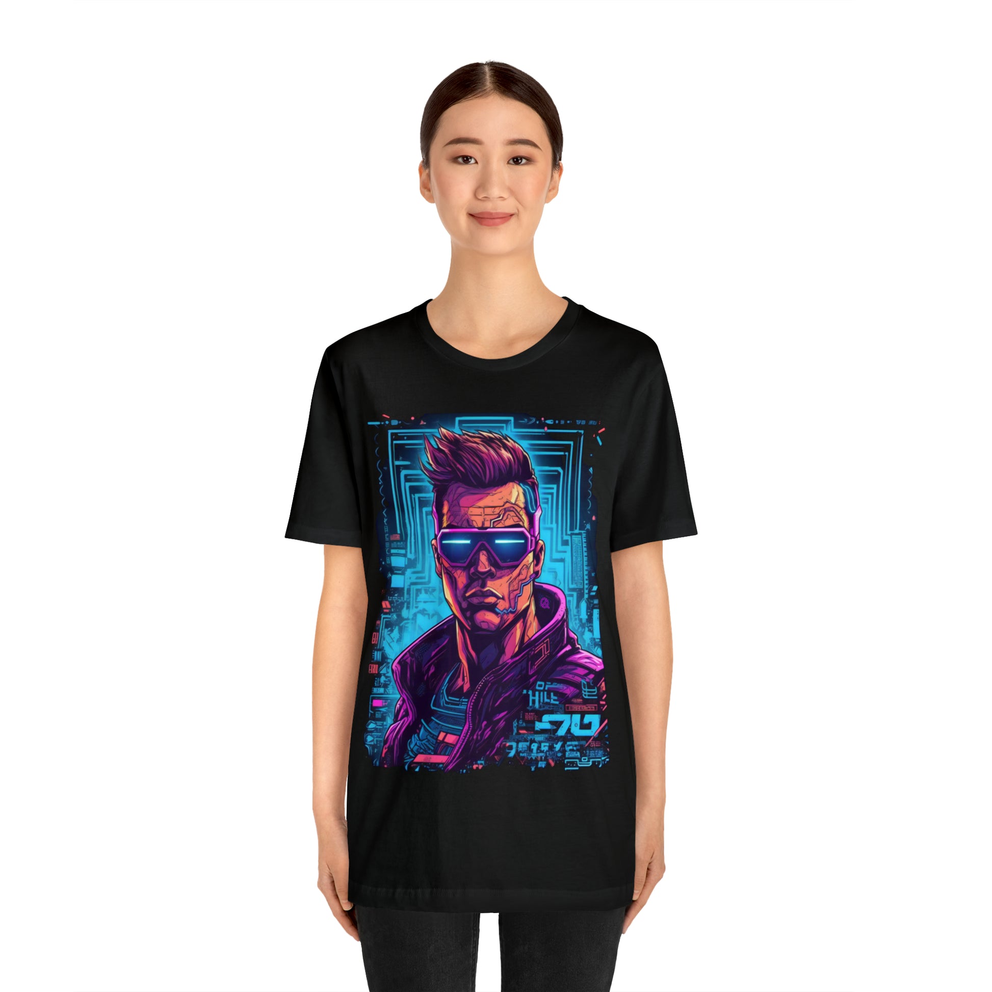 black-quest-thread-tee-shirt-with-large-neon-cyber-punk-on-center