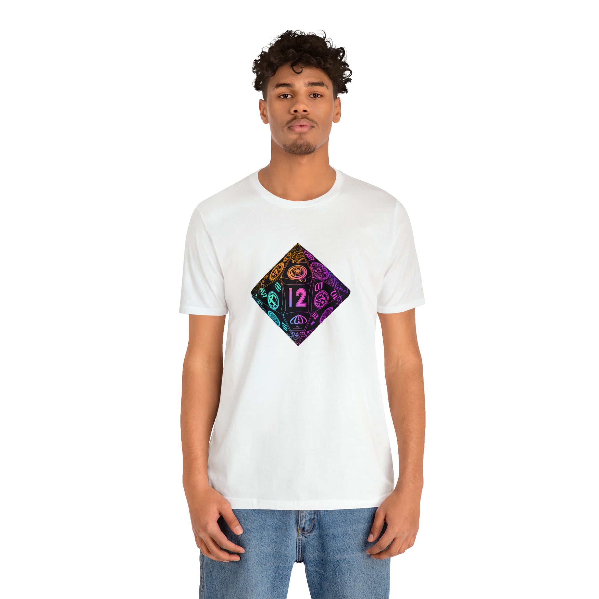 white-quest-thread-tee-shirt-with-large-neon-diamond-dice-on-center