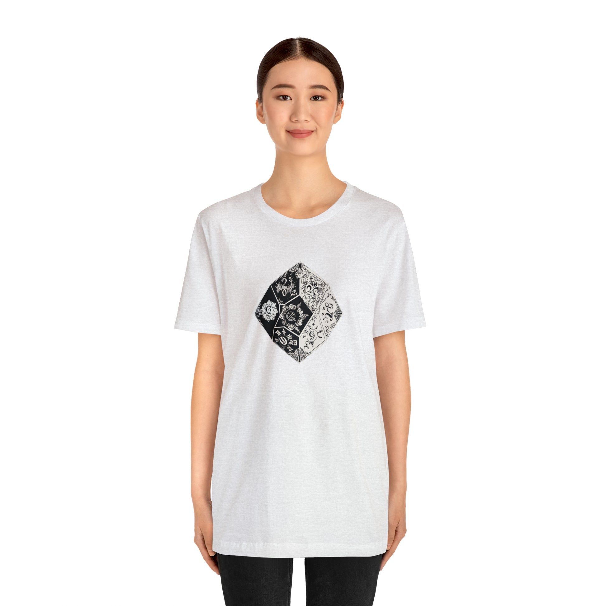 ash-quest-thread-tee-shirt-with-large-black-and-white-artistic-dice-on-center