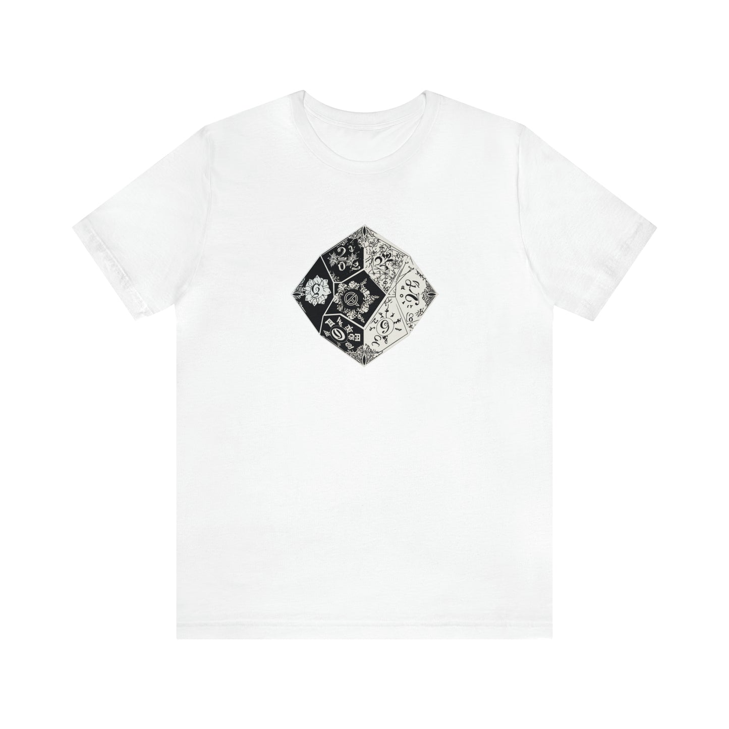 white-quest-thread-tee-shirt-with-large-black-and-white-artistic-dice-on-center