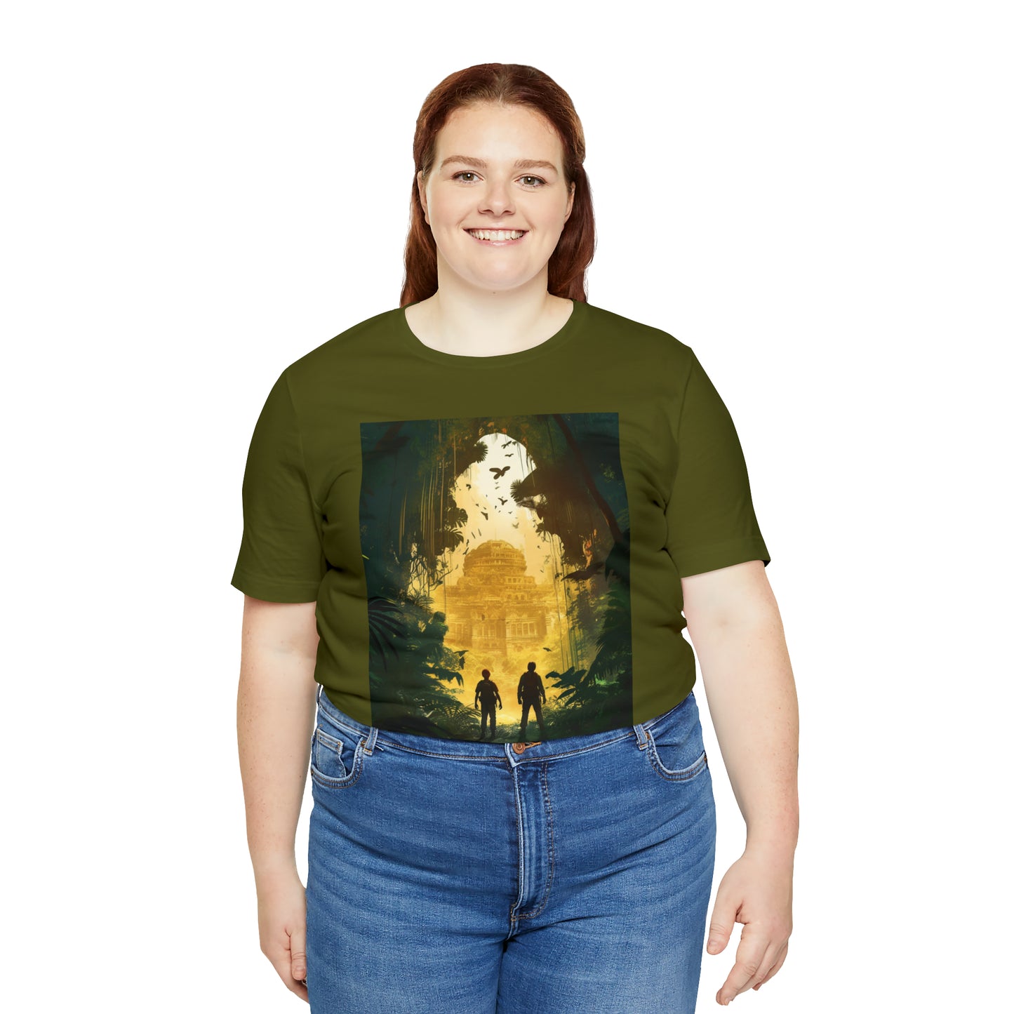 olive-quest-thread-tee-shirt-with-ruins-of-arnak-scene-on-front