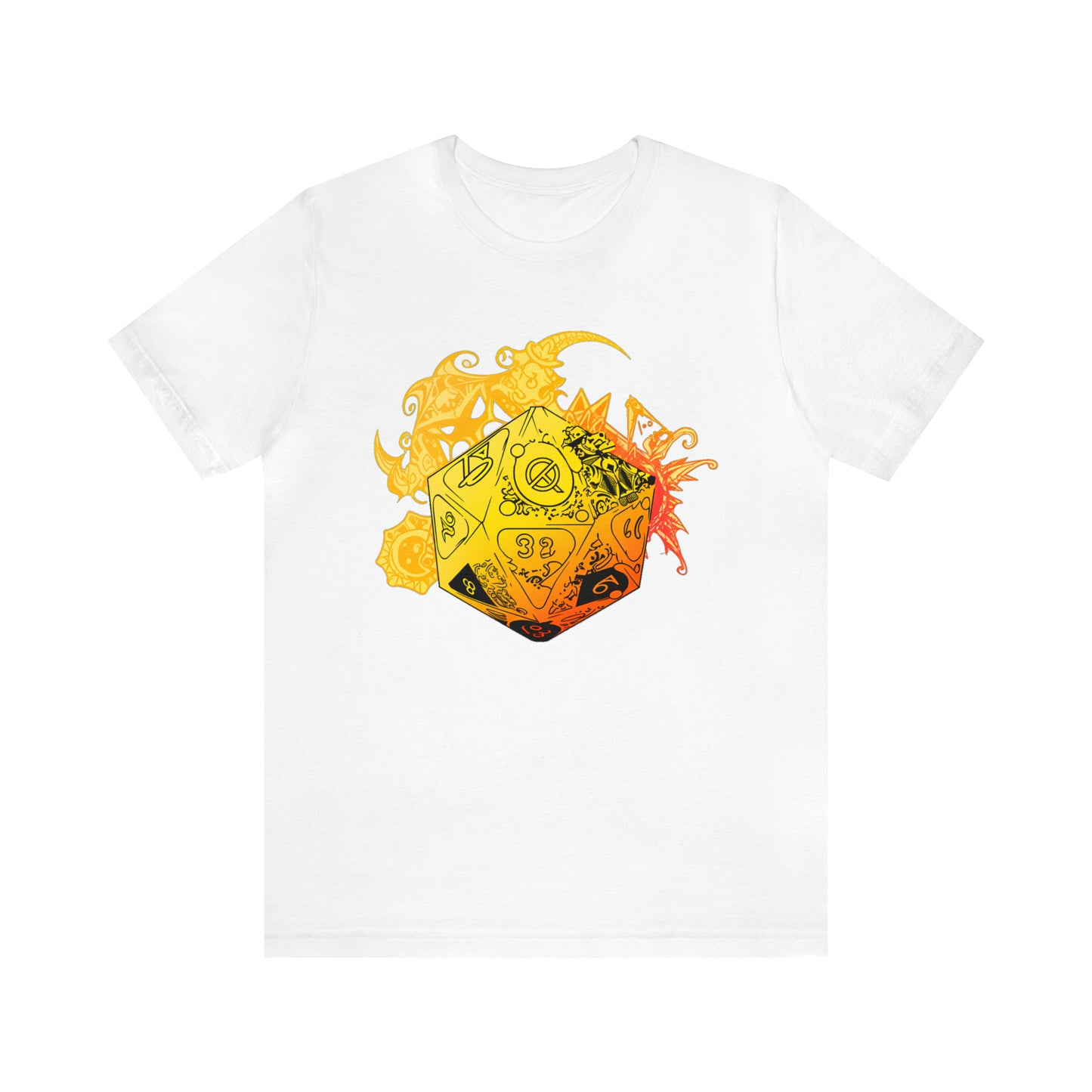 white-quest-thread-tee-shirt-with-large-yellow-dragon-dice-on-center-of-shirt