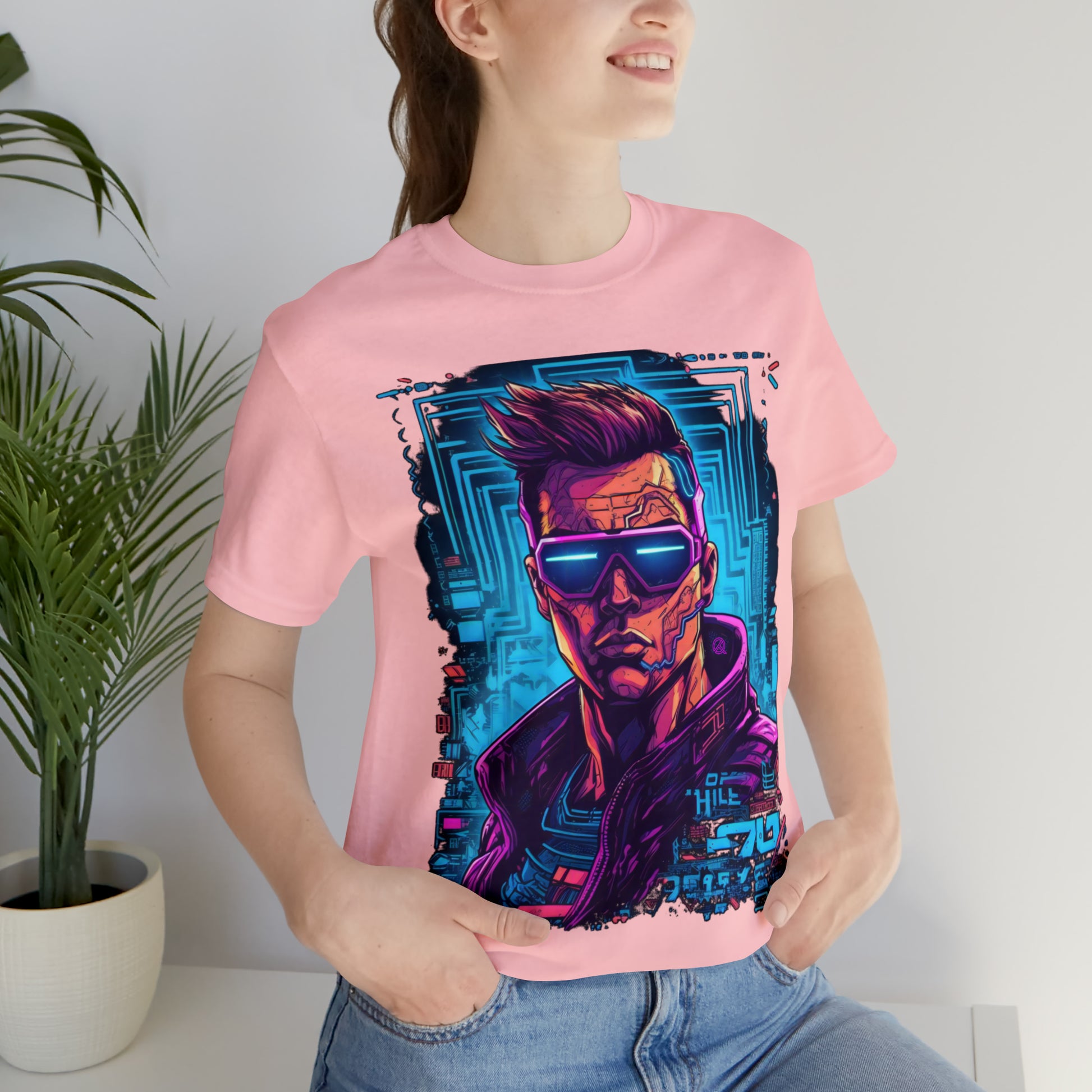 pink-quest-thread-tee-shirt-with-large-neon-cyber-punk-on-center